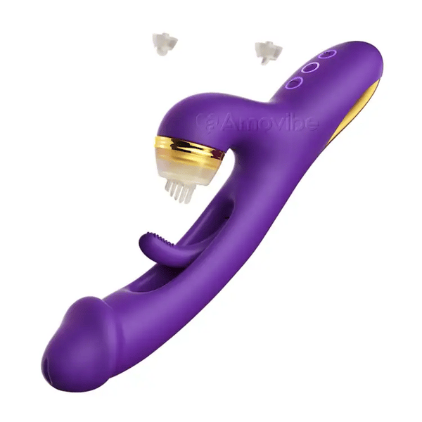 Vibrateur innovant pour le point G avec manches en silicone remplaçables pour les fonctions de tapotement, de chatouillement et de léchage