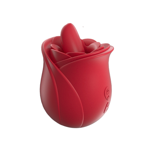 Vibromasseur rose avec motif léchage de langue