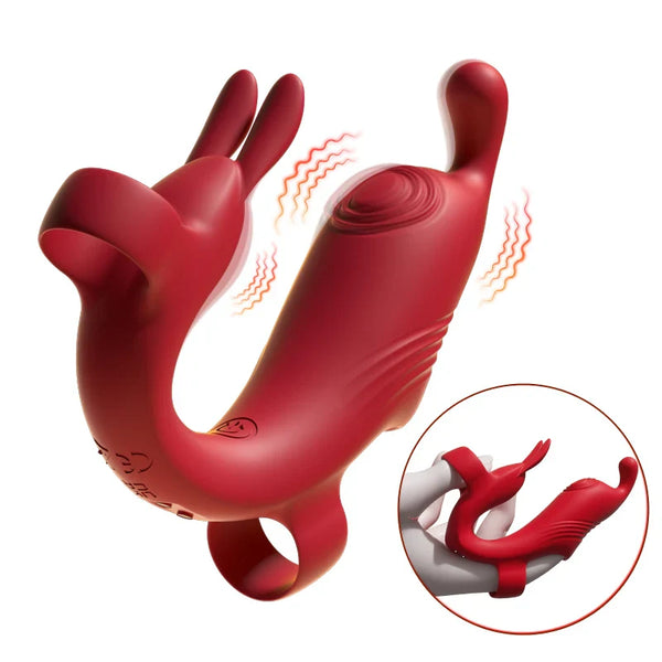 Vibromasseur à doigt de lapin pour femme – Stimulateur de mamelon, de clitoris et de point G pour couples