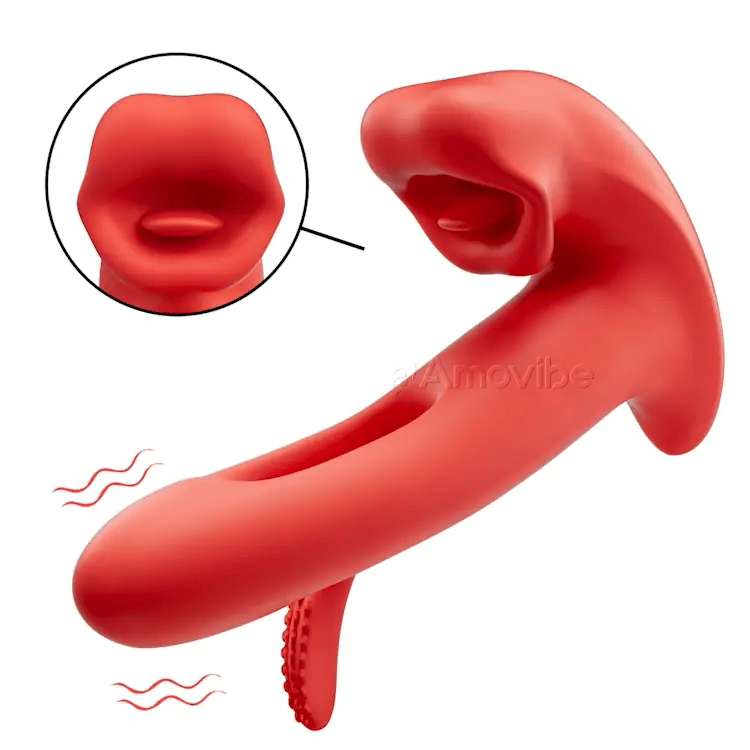 Vibromasseur clitoridien battant avec bouche embrassante et vibration