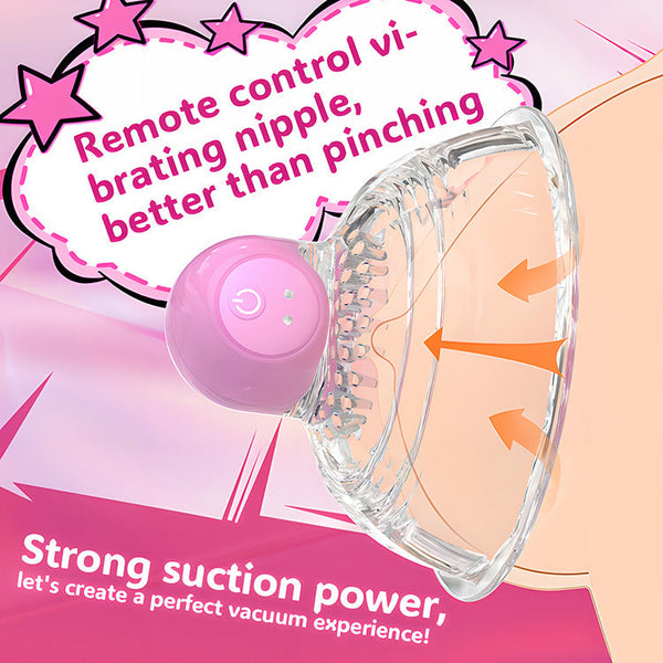 Vibromasseur Transparent pour Nipple avec Télécommande et 10 Modes de Vibration