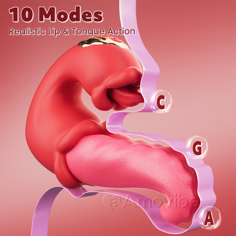 Vibromasseur G Spot à Double Rose avec Langue Léchante et Vibration