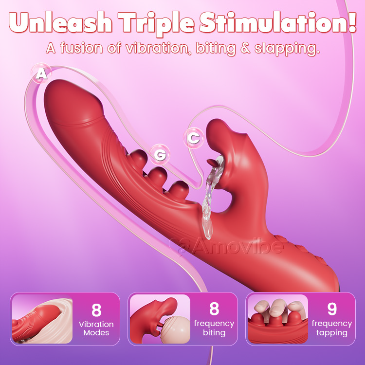 Vibromasseur Baisers & Triple-Tap – Stimulation Clitoridienne & G-Spot