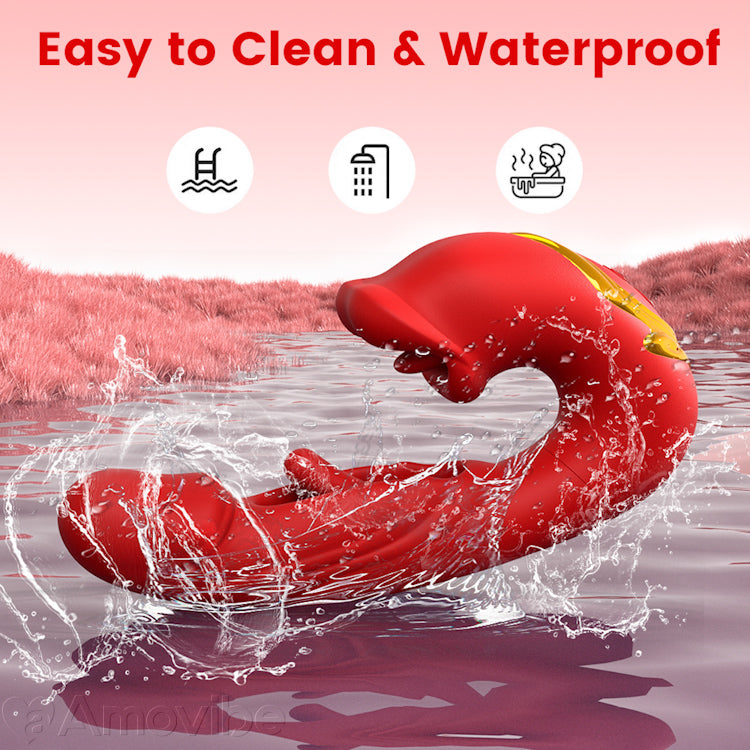 Vibromasseur clitoridien battant avec bouche embrassante et vibration