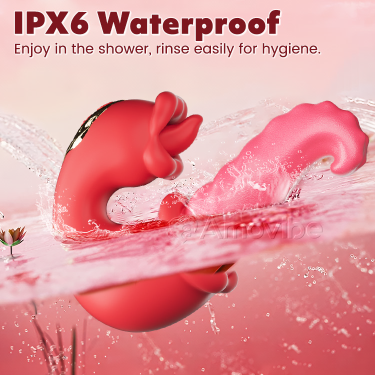 Vibromasseur G Spot à Double Rose avec Langue Léchante et Vibration