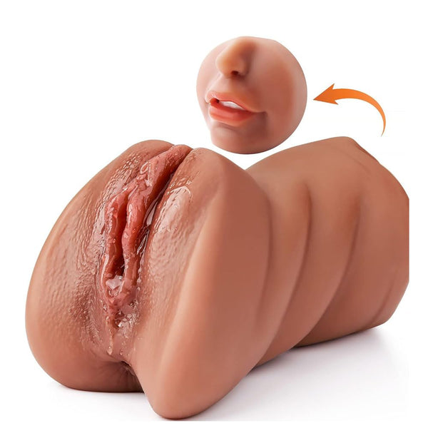 Masturbateur masculin réaliste 3-en-1 de 6,9 pouces couleur chair avec vagin de poche