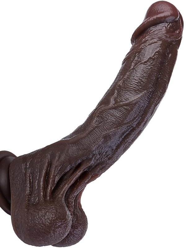 Gode réaliste noir - 28 cm en silicone | Jouet vaginal et anal à ventouse