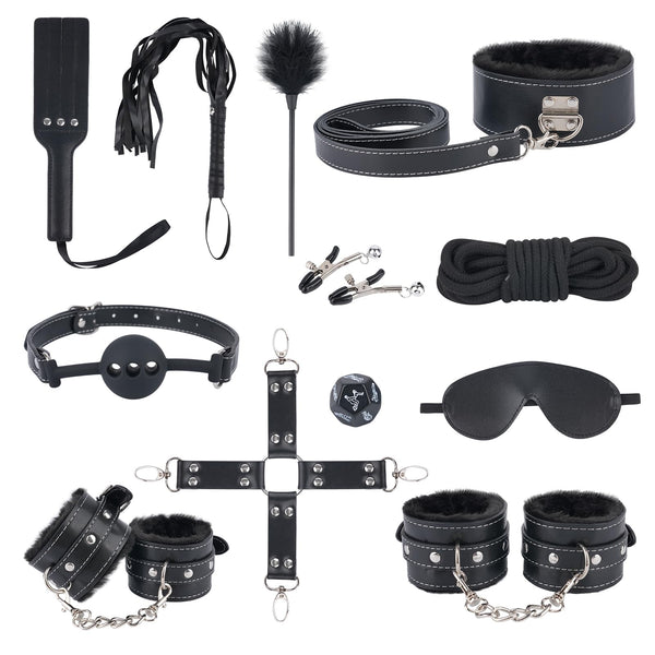Kit de bondage BDSM – Ensemble de 12 accessoires de contrainte pour jeux de rôle érotiques et contrôle