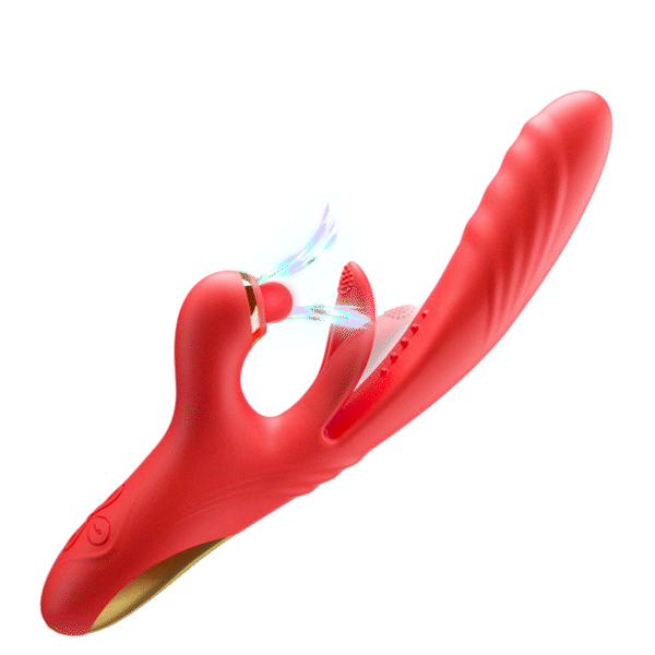 Vibromasseur à poussée 4 EN 1 avec léchage, vibration et tapotement du clitoris