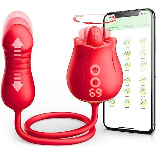 Vibromasseur rose avec rotation de la langue et mode de poussée